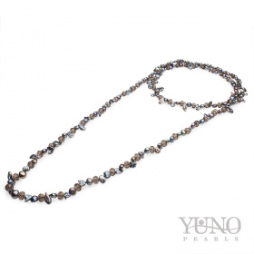 Halskette 5-6 mm Zuchtperlen, Kristall, dunkel, 126cm