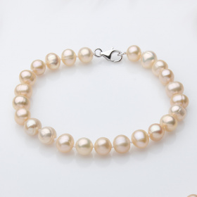 Armband, 6-7mm rosa Zuchtperlen, 19cm, Silber
