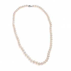 Collier 7-7.5 mm weiße Zuchtperlen, 55 cm, Silber