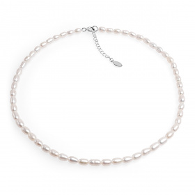 Collier 4-4.5 mm Zuchtperlen, weiß, 38+4 cm, Silber