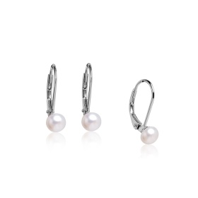 Ohrringe, 5-6mm Zuchtperle, weiß, Silber
