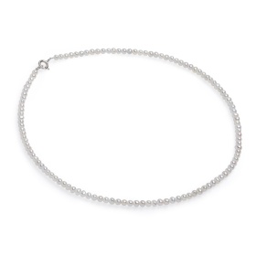 Colier, 3-4mm Zuchtperlen, weiß, Silber