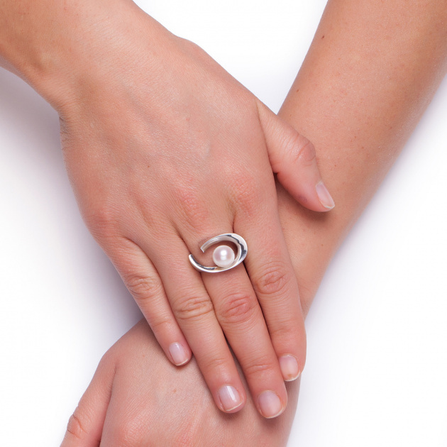 Ring, weiße 9-10mm Zuchtperle, Silber