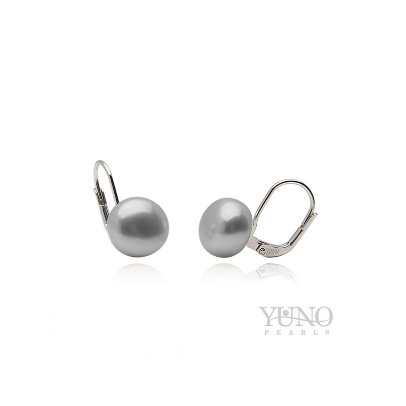 Ohrringe 8-9mm Zuchtperen, grau, Silber