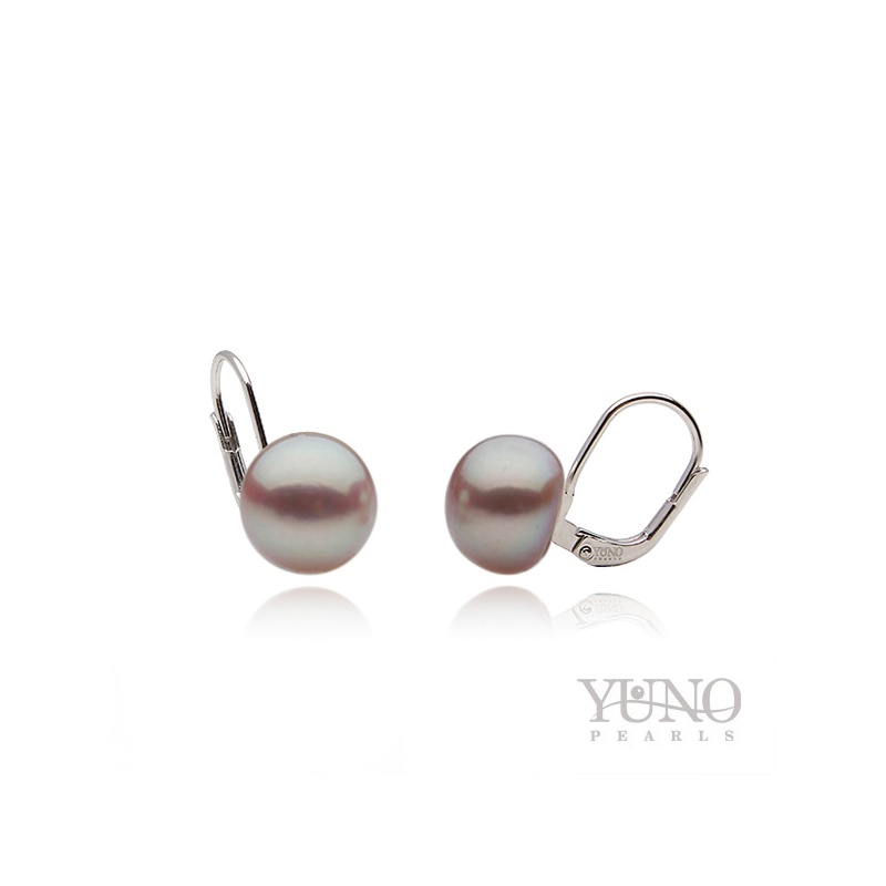 Ohrringe, 8-9 mm Zuchtperlen, lavendel, Silber