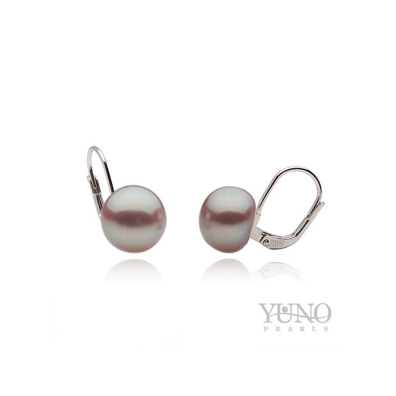 Ohrringe, 9-10mm Zuchtperlen, lavendel, Silber
