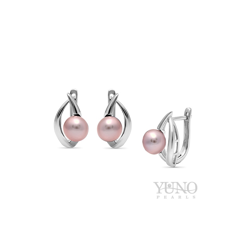 Ohrringe 8-9mm lila Zuchtperlen, Silber