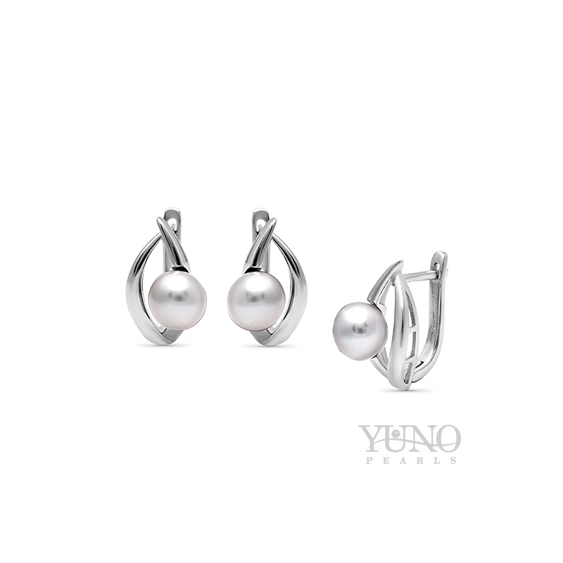 Ohrringe 8-9mm Zuchtperlen, weiß, Silber