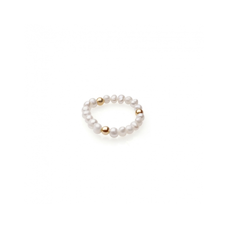 Ring auf Gummiband, 3mm Zuchtperlen, weiß