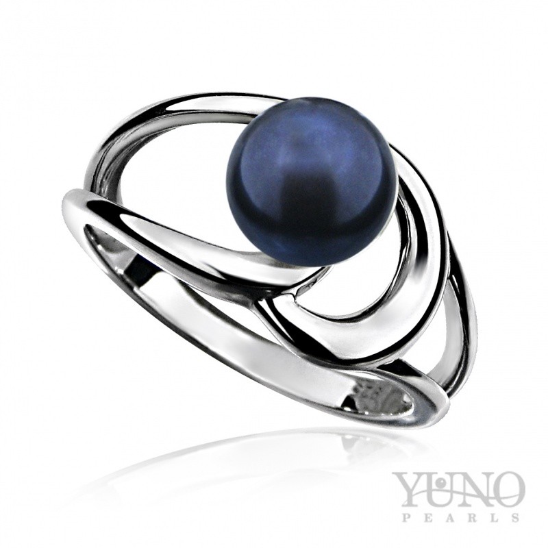 Ring 8-9mm Zuchtperle, dunkel, Silber