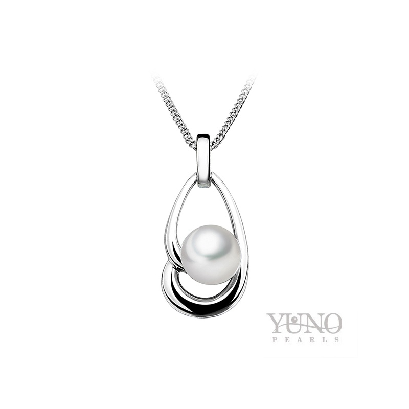 Anhänger, 8-9 mm Zuchtperle, weiß, Silber