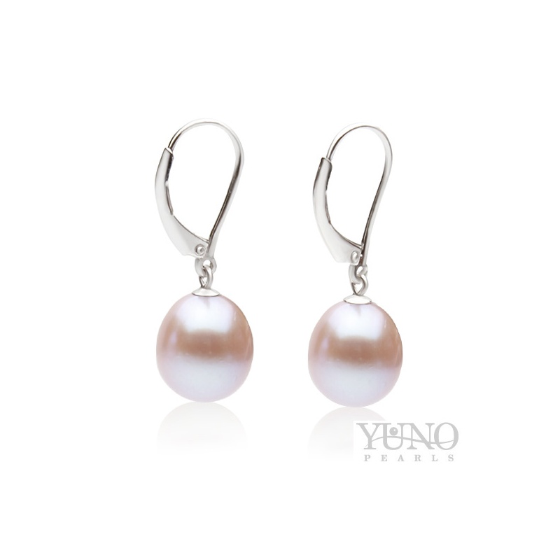 Ohrringe, 10x12-13mm Zuchtperle, lavendel, Silber
