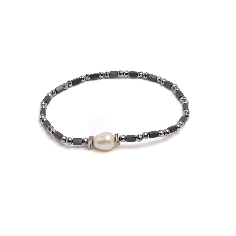 Armband Chematit, ovale Zuchtperle 7-8 mm, 18 cm, Gummiband