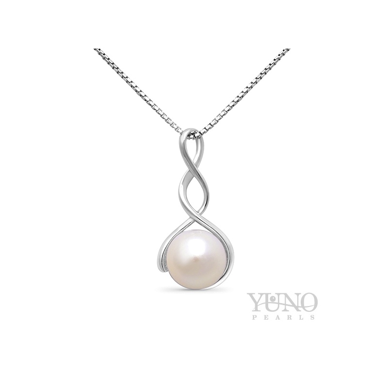 Anhänger, 8-9 mm Zuchtperle, weiß, Silber