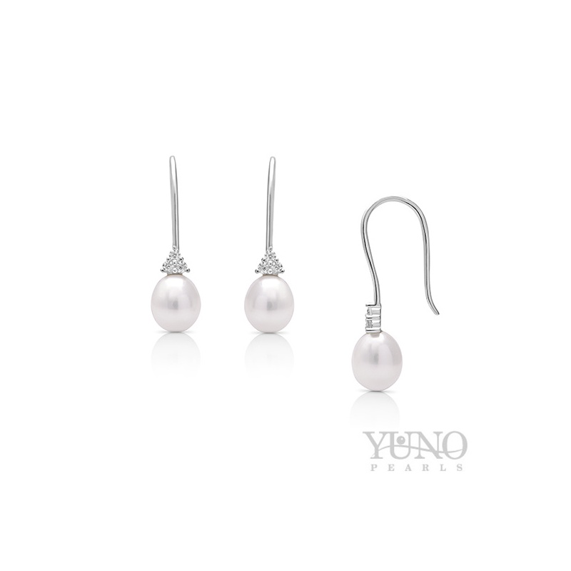 Ohrringe, 7-8mm Zuchtperlen, weiß, Silber