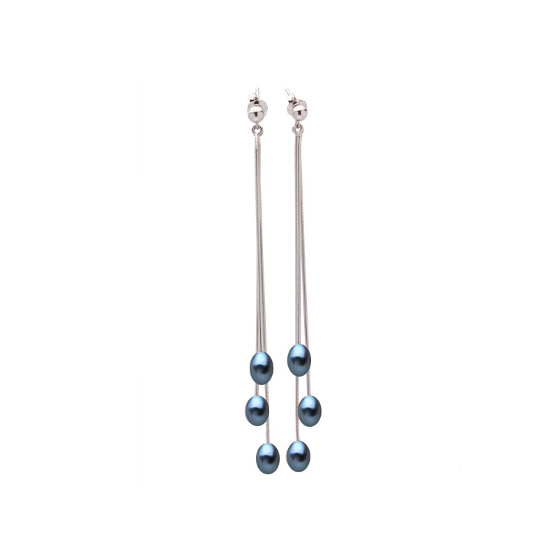 Ohrhänger, 5-6mm Zuchtperlen, dunkel, Silber