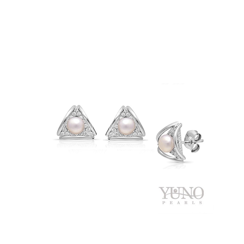 Ohrstecker, 3-4 mm Zuchtperle, weiß, Silber