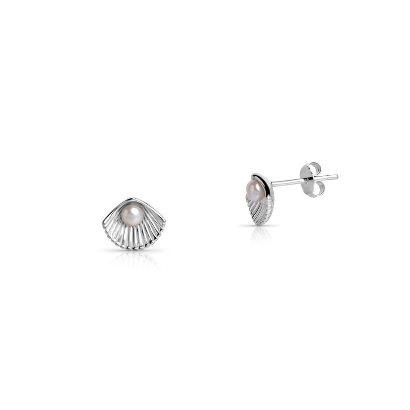 Ohrstecker, 4mm Zuchtperle, weiß, Silber