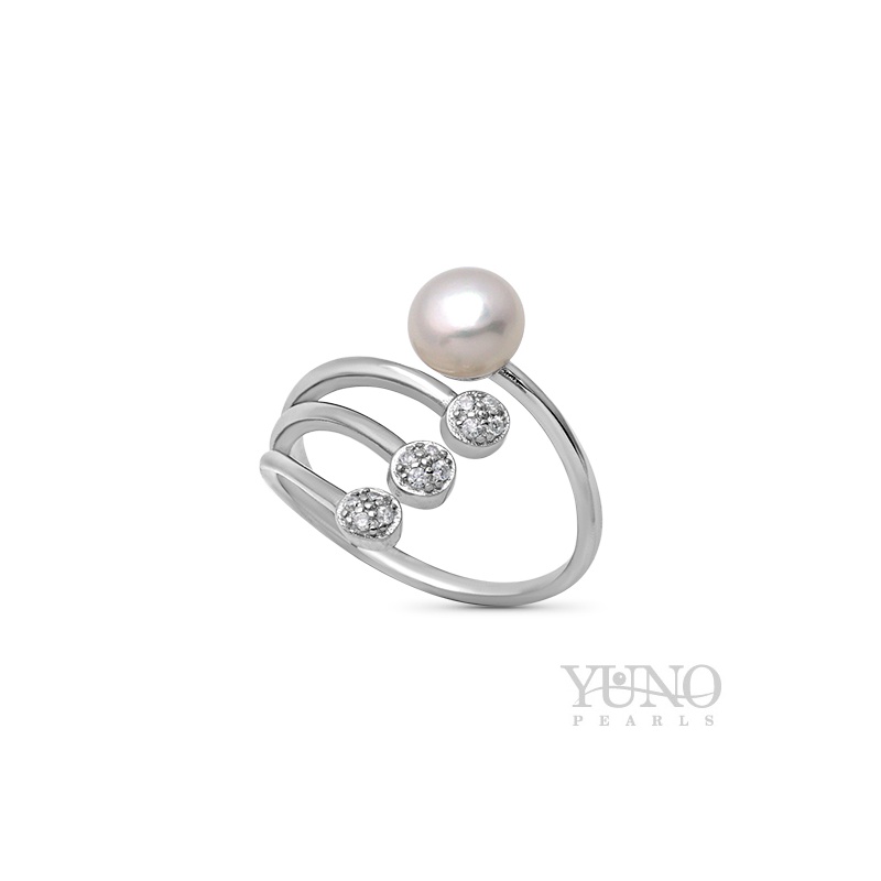 Ring 6-7mm Zuchtperle, weiß, Zirkonia, Silber
