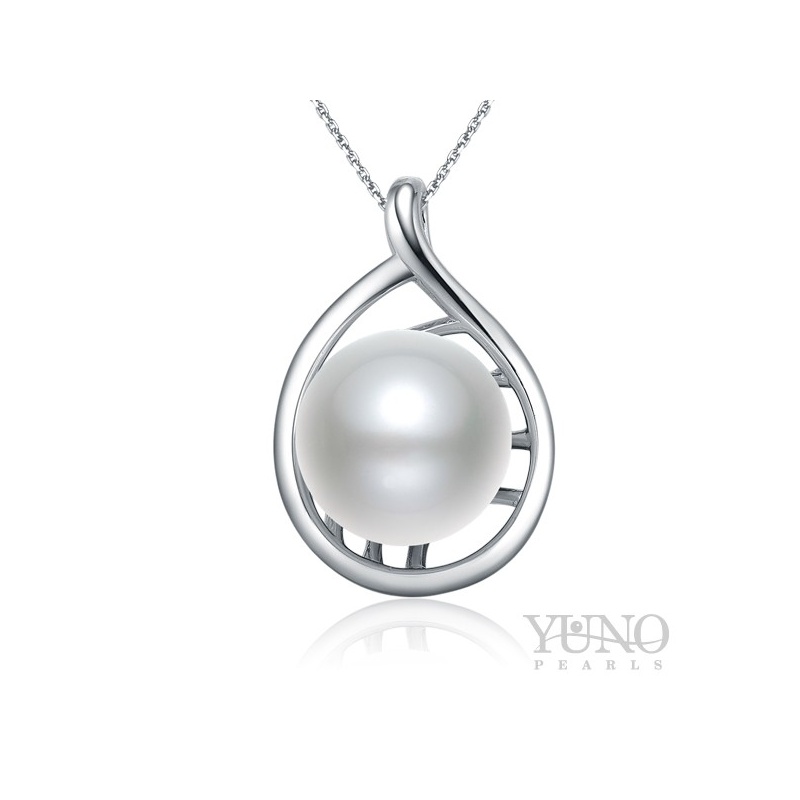 Anhänger, 10-11 mm Zuchtperle, weiß, Silber