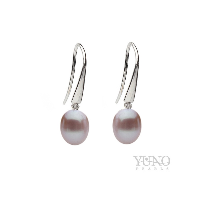 Ohrringe lavendel 10-11mm Zuchtperle, Silber, Haken