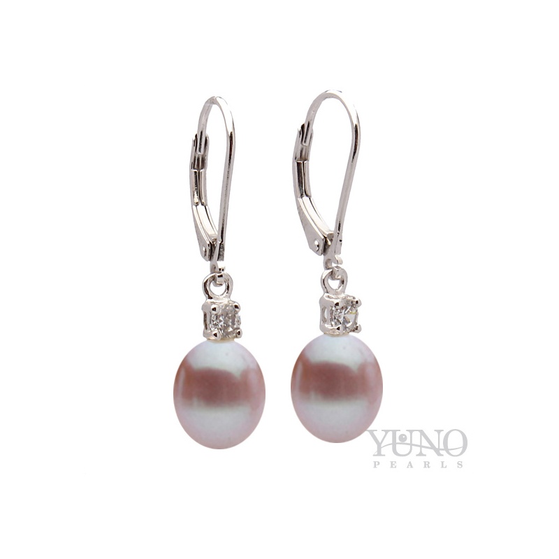 Ohrringe, 7-8mm Zuchtperle, weiß, Silber, Zirkonia